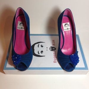 Eugenia Kim embellished suede leather peep toe pump